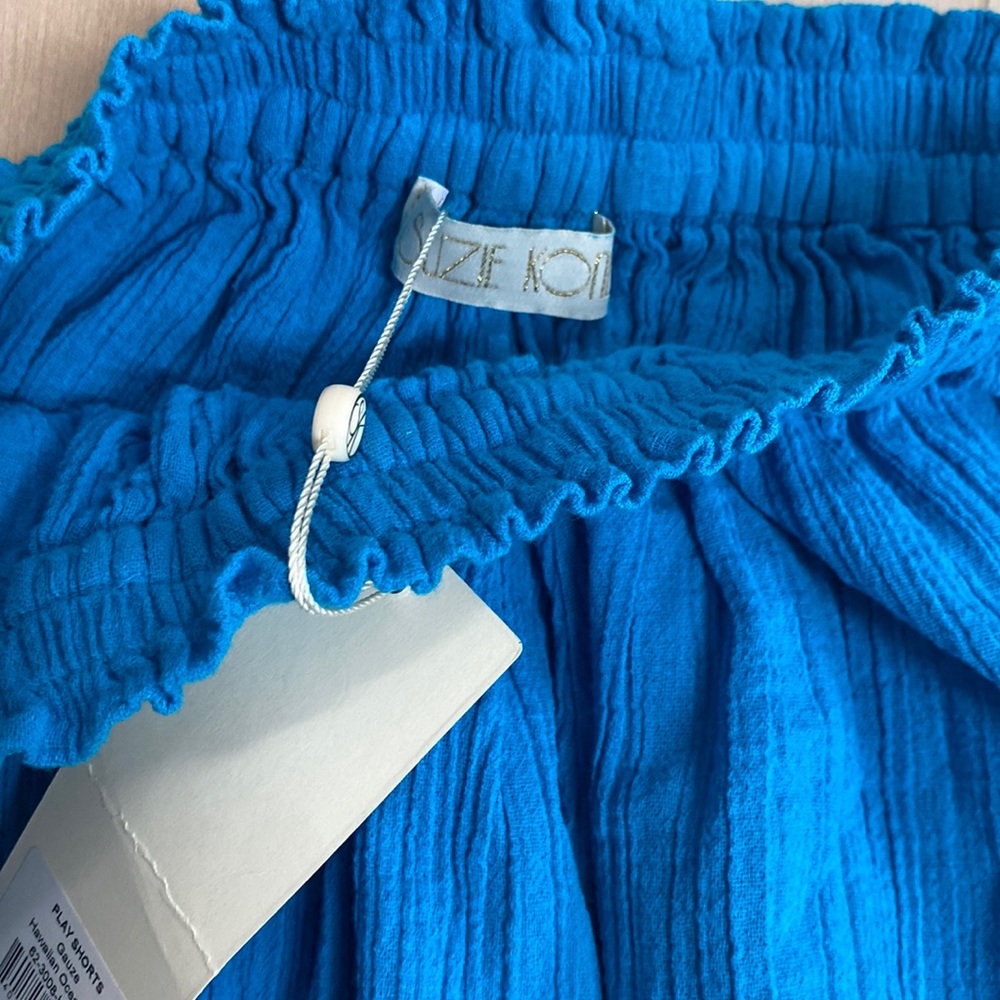 Suzie Kondi green side pockets gauze cotton play shorts blue - Picture 5 of 12
